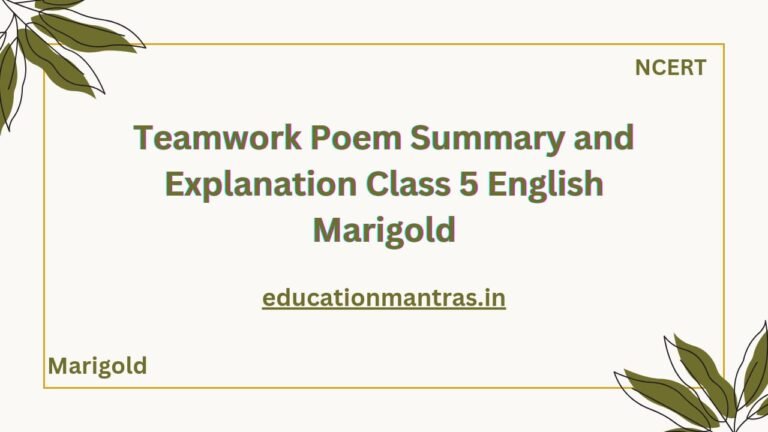 Teamwork Poem Summary and Explanation Class 5 English Marigold